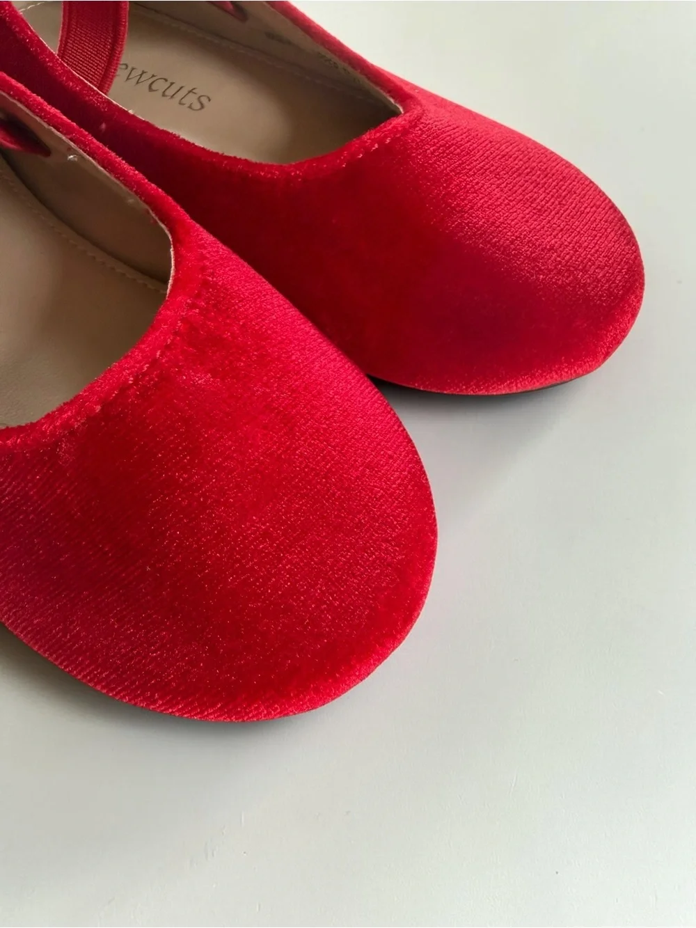 CREWCUTS EUC Rich Apple Red Velvet Mary Jane Ballet Flat Holiday Christmas Shoes